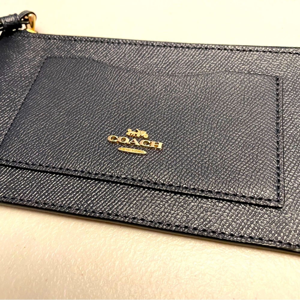 NEW Coach zip-top wristlet in navy blue